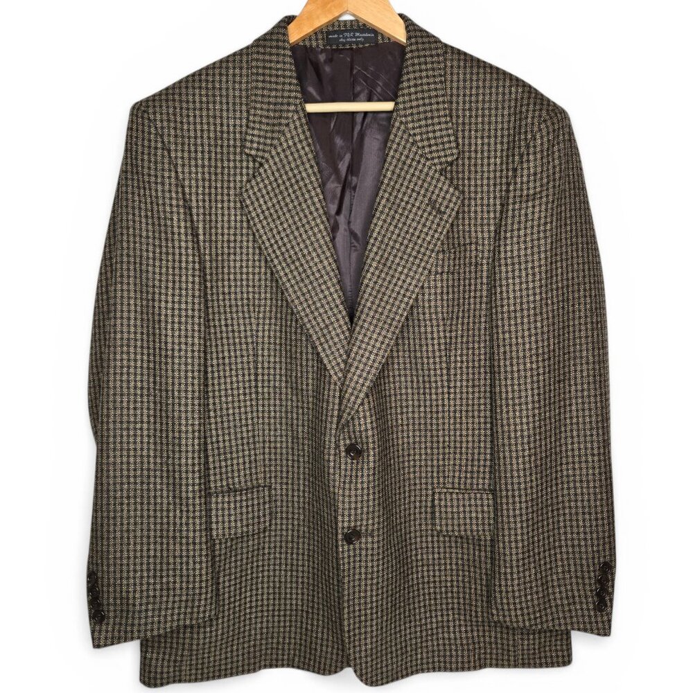 Gianfranco Ruffini Italy Houndstooth Plaid Blazer Men Sport Jacket Office R-42